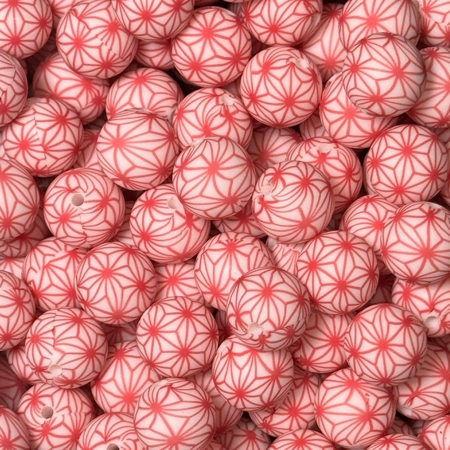 15mm Red Geometric Silicone Bead