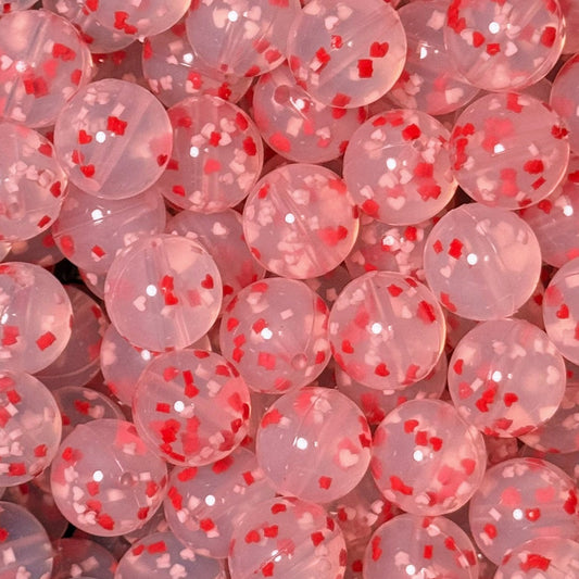 15mm Confetti Hearts Silicone Bead