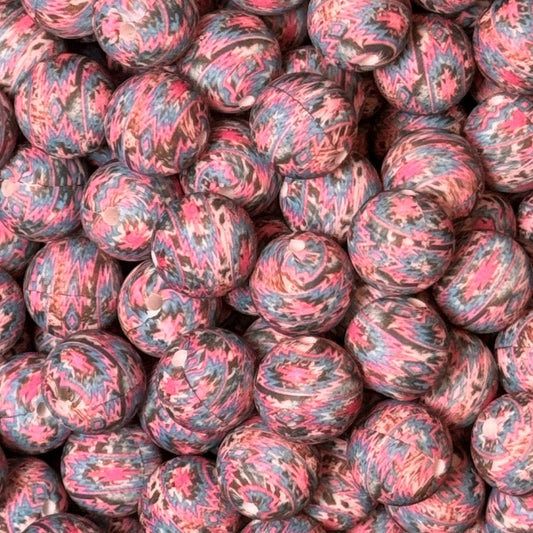 15mm Spunky Aztec Silicone Bead