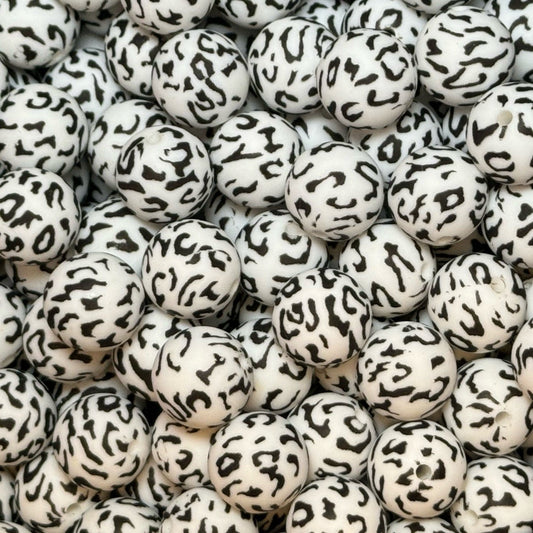 15mm Snow Leopard Silicone Bead