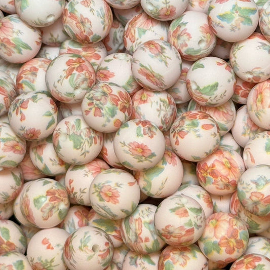 15mm Dainty Floral Silicone Bead