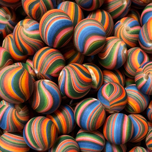 15mm Colorful Swirls Silicone Bead