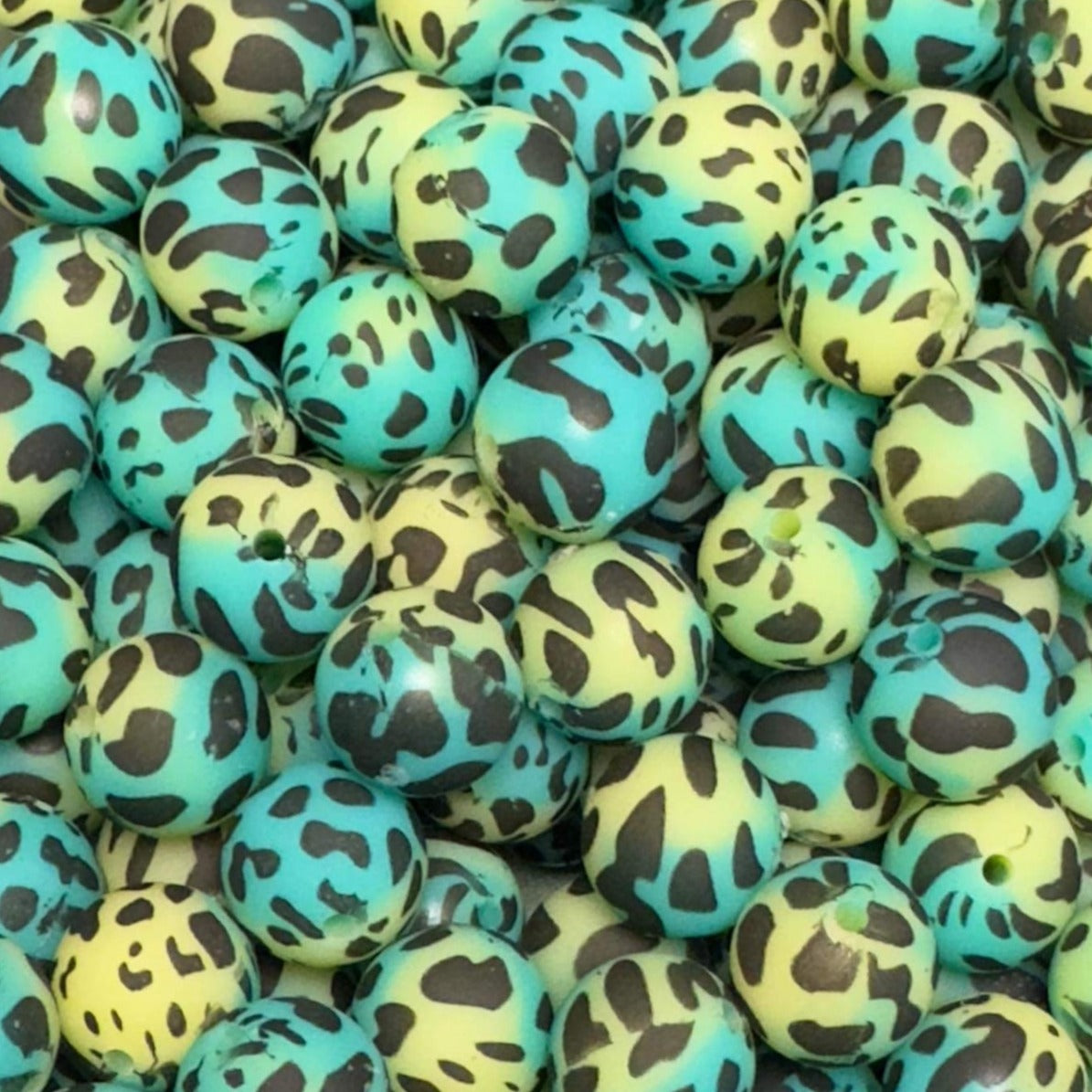 15mm Sherbet Swirl Cow Print Silicone Bead