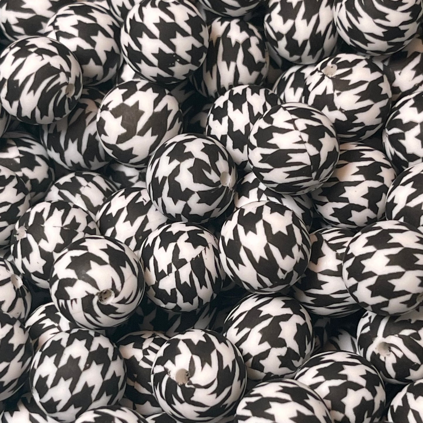 15mm Houndstooth Silicone Bead