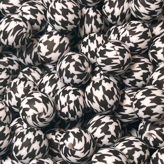 15mm Houndstooth Silicone Bead