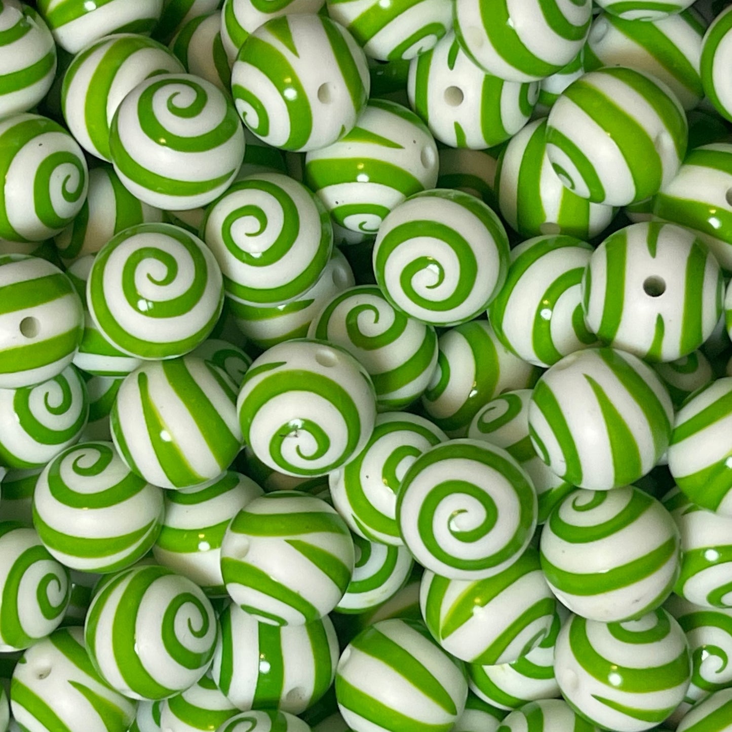 15mm Green Swirl Silicone Bead