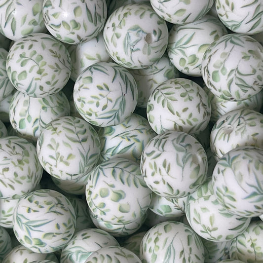 15mm Sage Leaves Silicone Bead