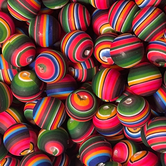 15mm Colorful Stripes Silicone Bead