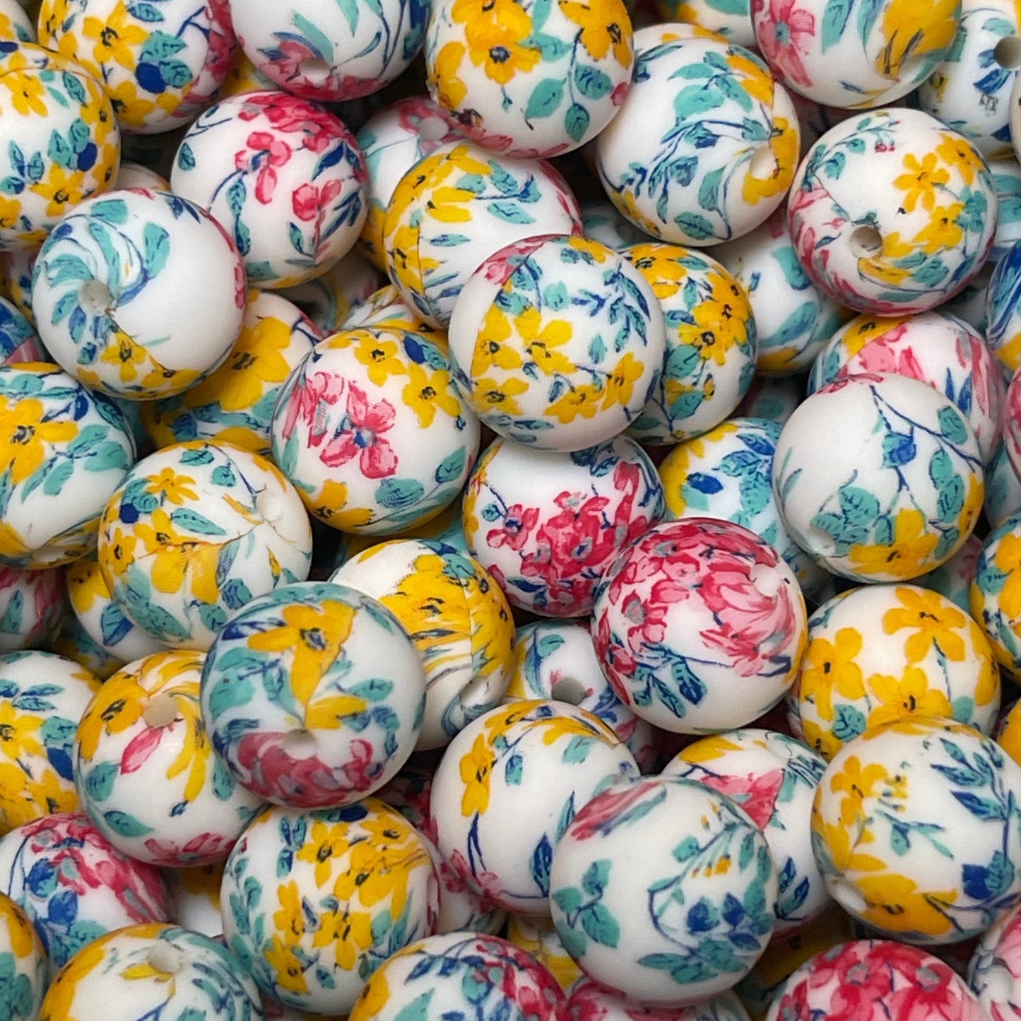 15mm Wildflowers Silicone Bead