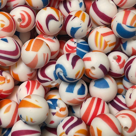 15mm Abstract Color Silicone Bead
