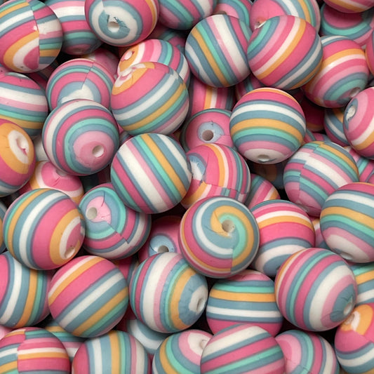 15mm Pastel Sarape Silicone Bead