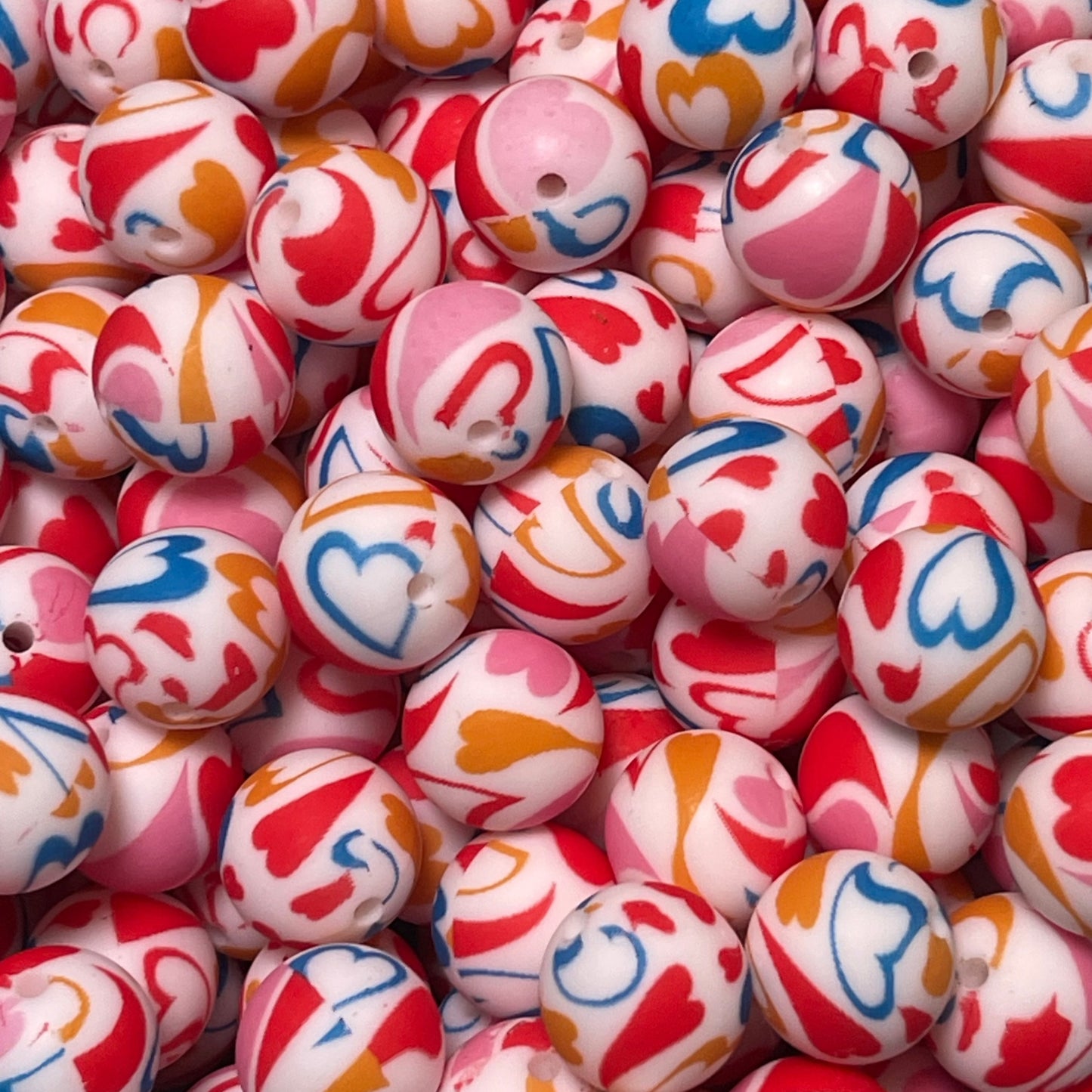 15mm Fun Hearts Silicone Bead