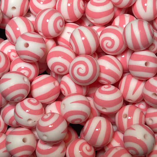 15mm Pink Swirl Silicone Bead