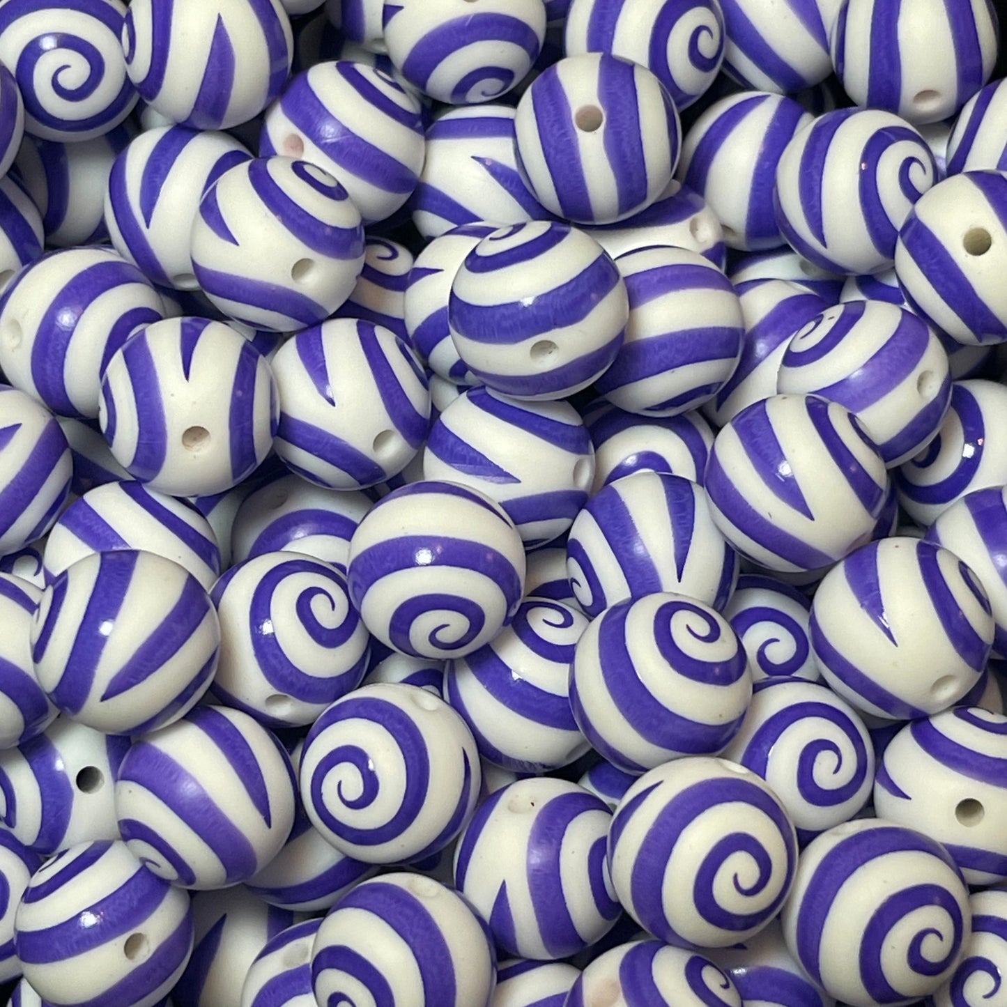 15mm Purple Swirl Silicone Bead