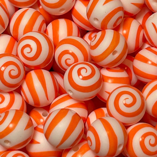 15mm Orange Swirl Silicone Bead